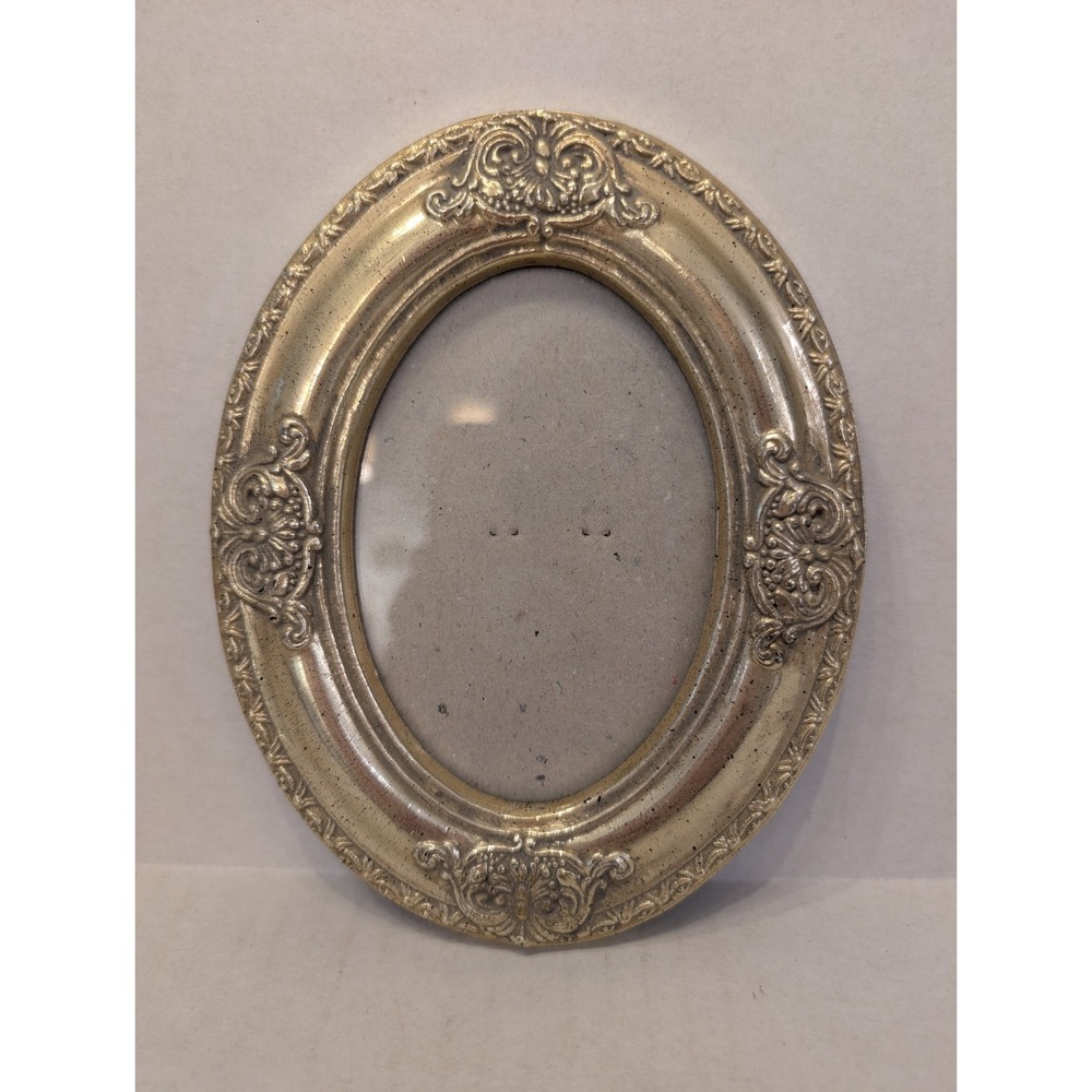 Vintage Gold Ornate Gesso Frame, Oval, Holds 3x5 Photo